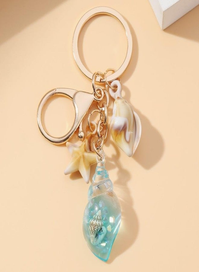 MyfavoriteK Seashell Keychain Purse Charm for Women Girls Tote Bag Backpack Accessory Cute Beach Key Chain (Turquoise) - Image 5